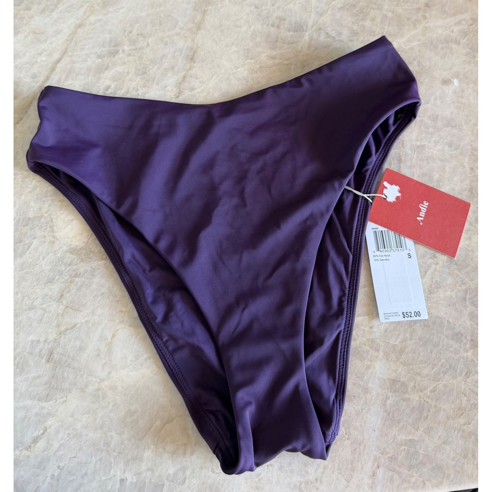 Andie Swim High Waisted Bikini Bottom Acai Purple AB405 Small NWT